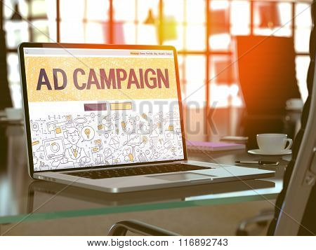 Ad Campaign Concept on Laptop Screen.