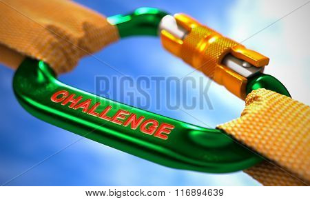 Green Carabiner with Text Challenge.