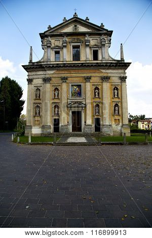 Church  In  The Somma Lombardo Old   Closed Brick Tower  Italy  Lombardy