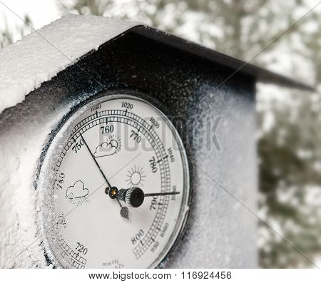 Detail Of Barometer With White Frost