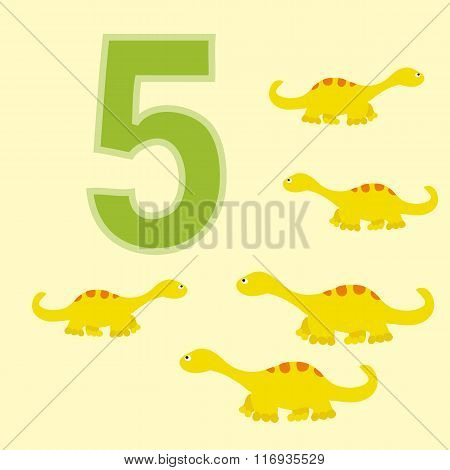 The Number 5. Five Dinosaurs (diplodocus).