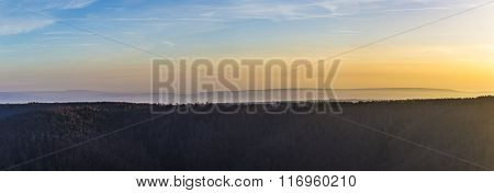Scenic Forest Seen From Kyffhaeuser Monument In Sunset
