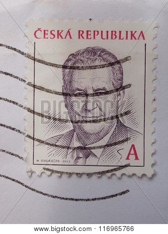 Milos Zeman Stamp From Czech Republic