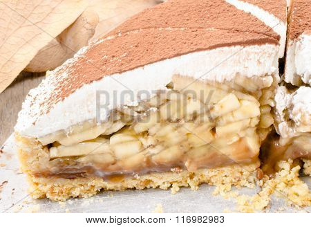 Banoffee pie on wooden table