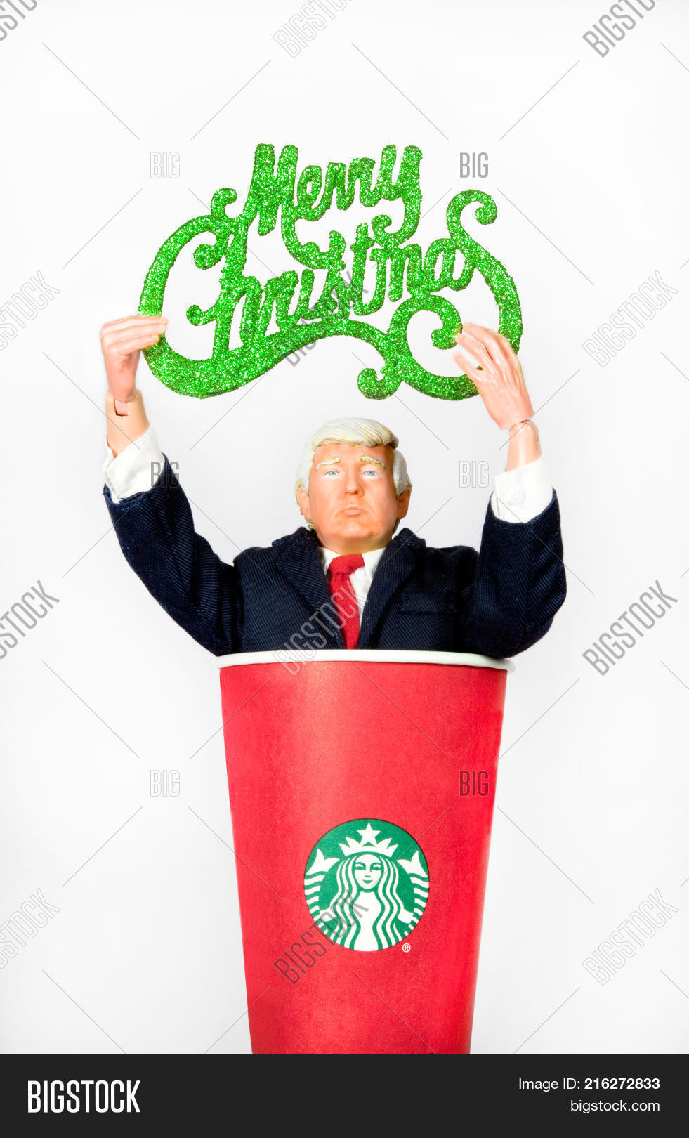 donald trump caricature action figure holding a merry christmas sign while coming out of a starbucks - Starbucks Merry Christmas donald trump caricature action figure holding a merry christmas sign while coming out of a starbucks - Starbucks Merry Christmas