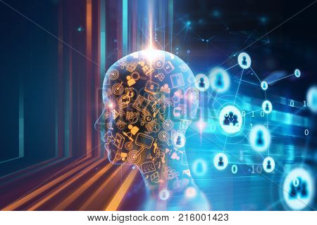 Virtual Human 3Dillustration On Business And Learning Technology  Background