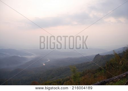 Aerial View Landscape Mountain And Forest In Nan City From Doi Samer Dao In Sri Nan National Park Of