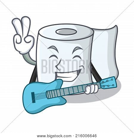 With guitar tissue character cartoon style vector illustration