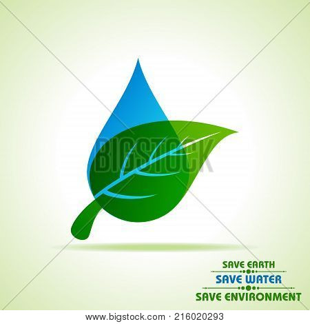 Save Nature Concept with leaf and water droplet stock vector