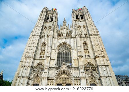 Cathedral of St. Michael and St. Gudula - Roman Catholic church on the Treurenberg Hill in Brussels, Belgium.