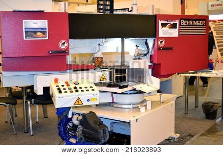 Kiev, Ukraine - November 23, 2017:-Industrial machinery, production aggregation and equipment, mechanical automaton facilities, machine tools and lathes. Industrial technologies, production processes.