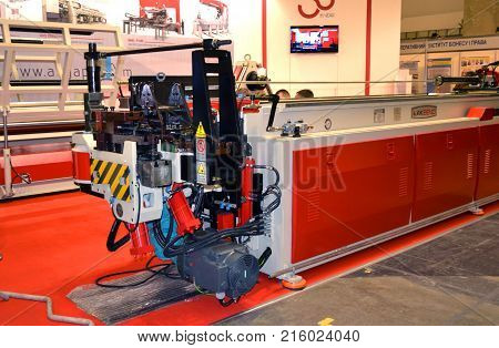 Kiev, Ukraine - November 23, 2017:-Industrial machinery, production aggregation and equipment, mechanical automaton facilities, machine tools and lathes. Industrial technologies, production processes.