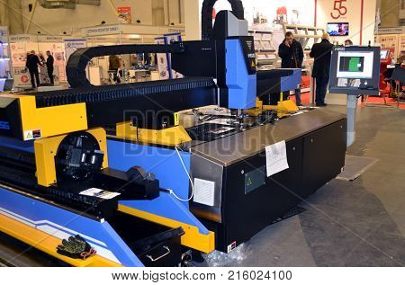 Kiev, Ukraine - November 23, 2017:-Industrial machinery, production aggregation and equipment, mechanical automaton facilities, machine tools and lathes. Industrial technologies, production processes.