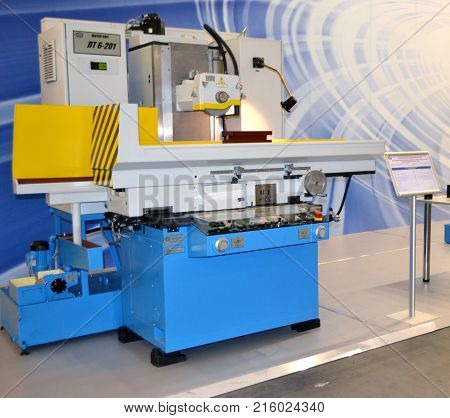 Kiev, Ukraine - November 23, 2017:-Industrial machinery, production aggregation and equipment, mechanical automaton facilities, machine tools and lathes. Industrial technologies, production processes.