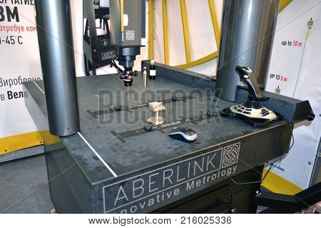 Kiev, Ukraine - November 23, 2017:-Industrial machinery, production aggregation and equipment, mechanical automaton facilities, machine tools and lathes. Industrial technologies, production processes.