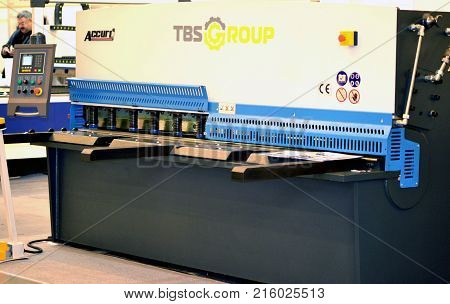 Kiev, Ukraine - November 23, 2017:-Industrial machinery, production aggregation and equipment, mechanical automaton facilities, machine tools and lathes. Industrial technologies, production processes.