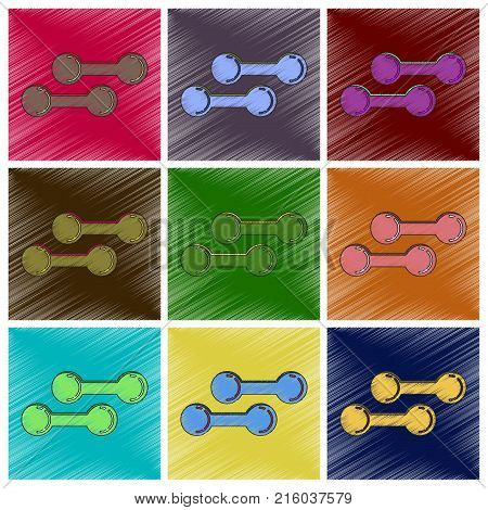 Set of flat shading style icons dumbbells