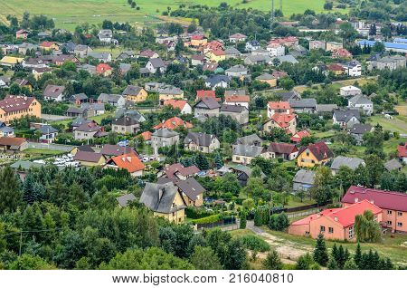 BABICE, POLAND - AUGUST 19, 2017: View of the town in ruins of the Lipowiec castle in Babice, Poland.