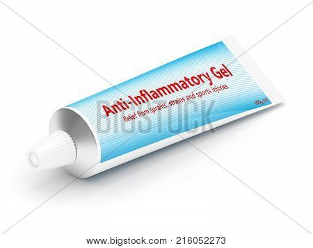 3d render of anti-inflammatory gel isolated over white background
