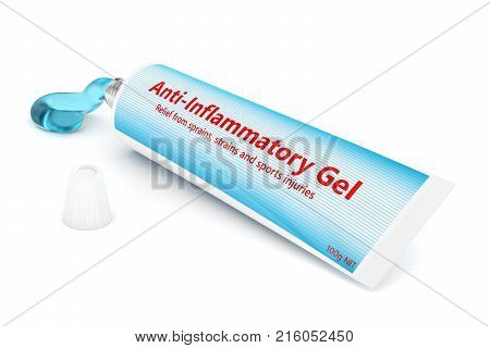 3d render of anti-inflammatory gel isolated over white background