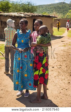 Residents Of Masai Village, Kenia