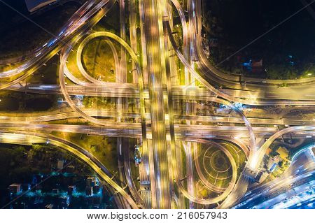 Night Traffic Light Movement Of Car In The Junction Of Medern City