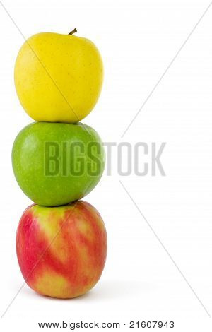 Stack Of Three Colorful Apples