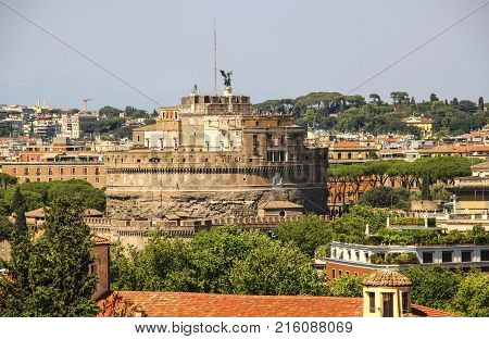 View on Saint Angel Castle in RomeItaly.