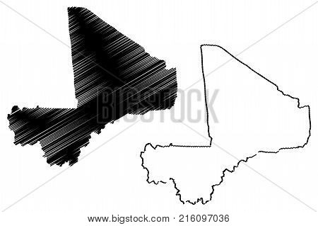 Mali map vector illustration , scribble sketch Republic of Mali