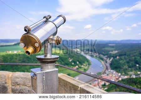 Telescope On Top Konigstein Fortress Observation Deck.