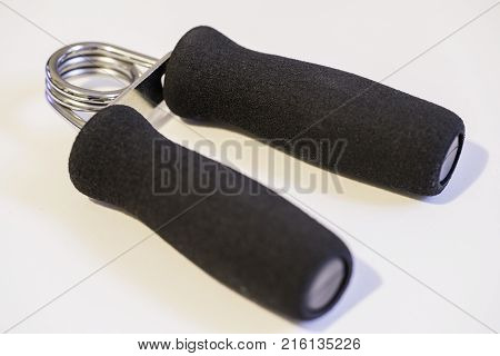 Forearm grip workout close up macro shot