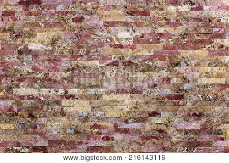 Stone wall texture, travertine tiles facing background