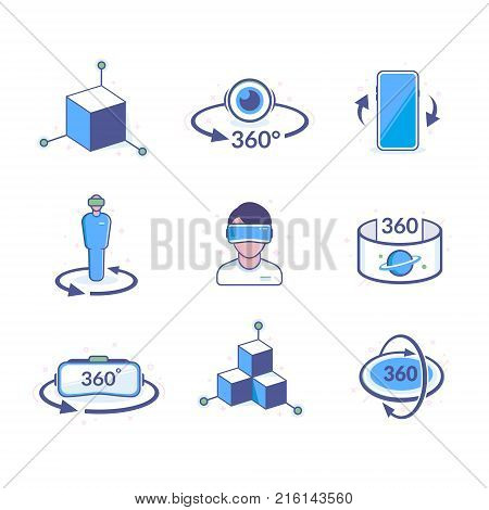 a set of icons associated with a virtual or augmented reality