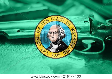 Washington flag (U.S. state) Gun Control USA. United States Gun Laws.