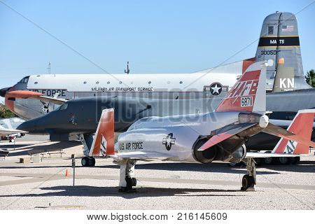 OGDEN, UTAH - AUG 24: Hill Aerospace Museum in Ogden, Utah, as seen on Aug 24, 2017. The The museum displays over 90 aircraft from around the world.