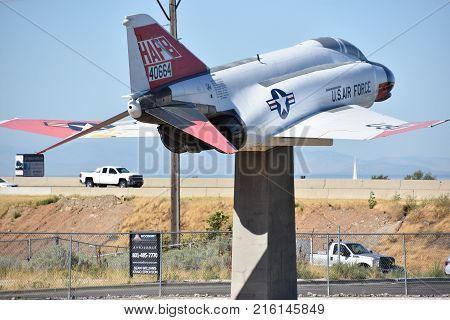 OGDEN, UTAH - AUG 24: Hill Aerospace Museum in Ogden, Utah, as seen on Aug 24, 2017. The The museum displays over 90 aircraft from around the world.