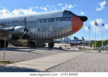 OGDEN, UTAH - AUG 24: Hill Aerospace Museum in Ogden, Utah, as seen on Aug 24, 2017. The The museum displays over 90 aircraft from around the world.