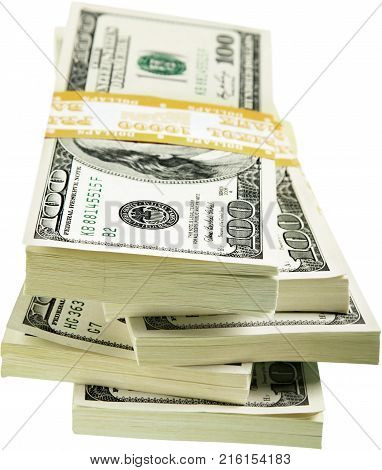 Money isolated stack green white background paper