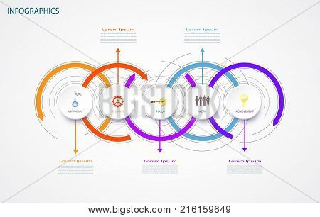 Vector infographics design template integrated circles. Business concept with options. Blank space for content business infographic diagram process diagram timeline digital network flowchart