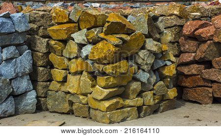 decorative building stone on a pallet can be used for advertising.