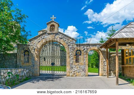 The Ancient Monastery Of Giurgiovi Is In Montenegro.