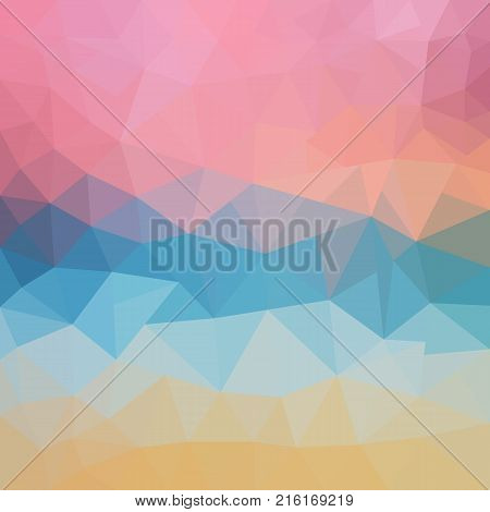 Abstract triangular background. Bright polygon texture of sea sunset for modern design. Vector illustration. sunset triangular background