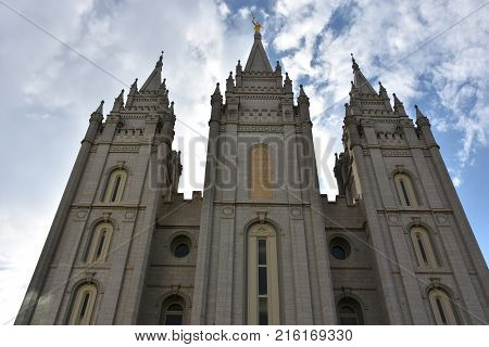 Mormon Temple at Temple Square in Salt Lake City, Utah