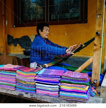 People Selling Textile At Street Market
