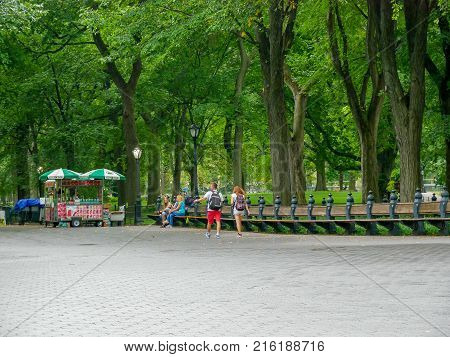 New York - Sep 2017: The Mall in Central Park in Manhattan New York City USA