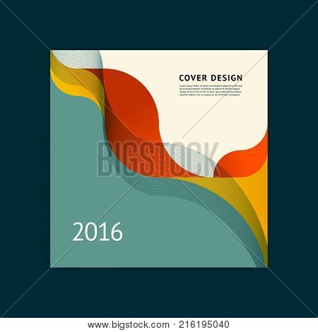 Abstract cover design, business brochure template, layout, report, magazine or booklet in A4 with red blurred yellow dynamic waves, soft lines and smooth forms. Vector.