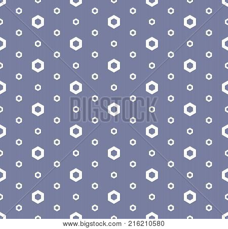 Abstract geometric seamless pattern in trendy pastel colors, blue serenity and white. Simple texture with linear hexagons. Modern stylish repeat minimalist background. Design for decor. Stock vector.