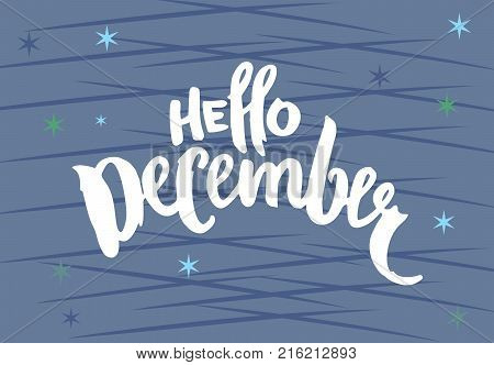 December Illustration vector font. Gifts card. Lettering font.