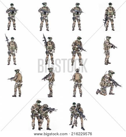 Set of Paratroopers of french 1st Marine Infantry Parachute Regiment RPIMA studio shot