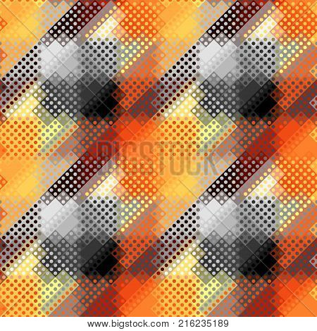 Seamless background. Geometric abstract pattern in low poly pixel art style. Polka dot pattern on low poly background.